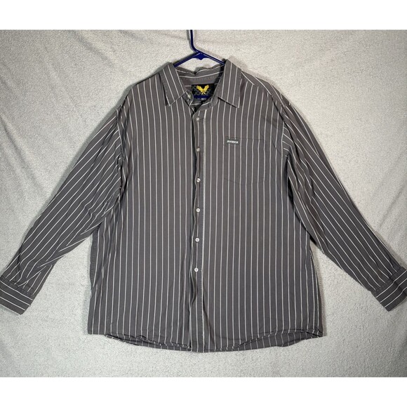 Avirex Shirt Mens Size XXL Button Up Gray White Stripes Jesse Pinkman Y2K Grunge - Picture 1 of 16